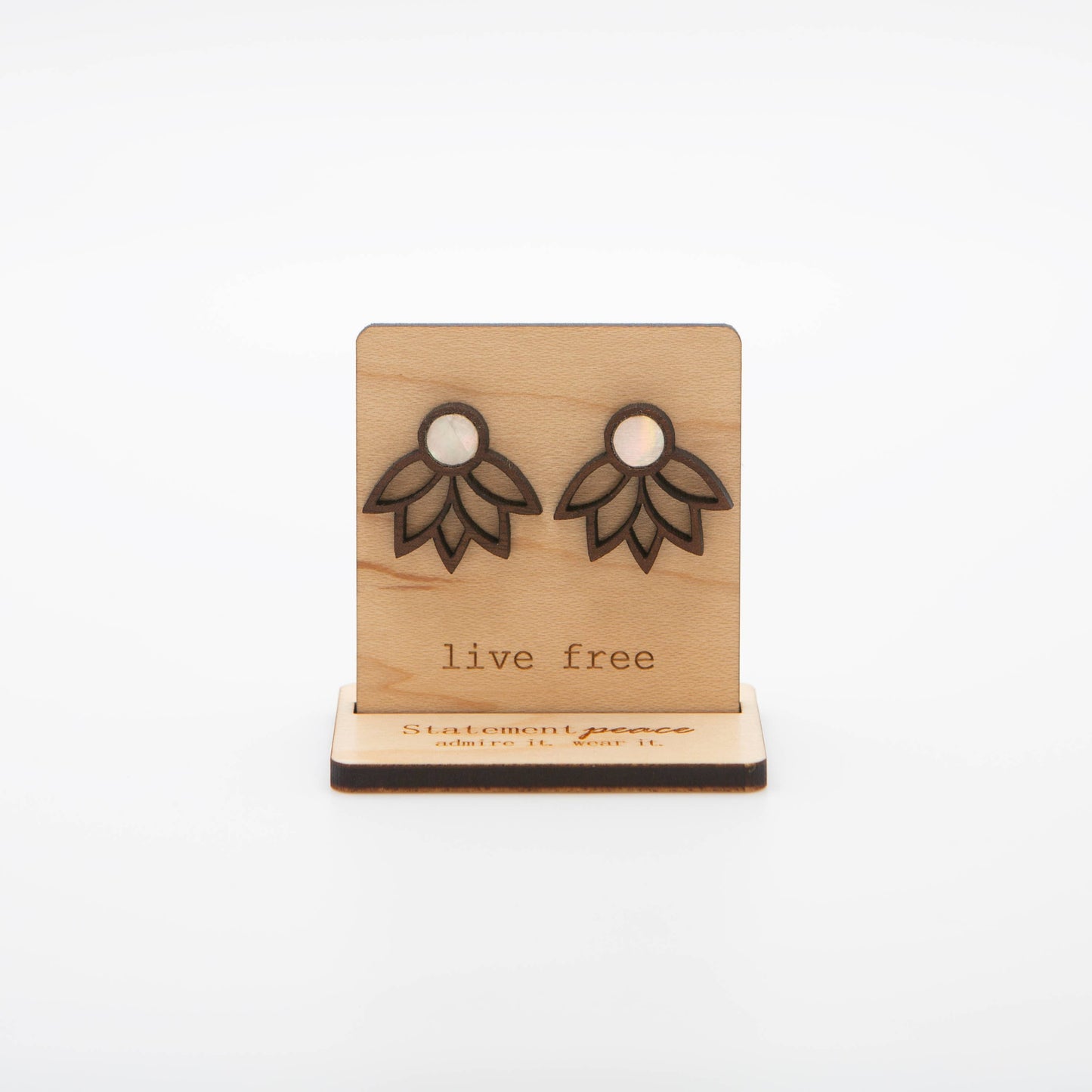 Wooden Stud Earrings ~ Lotus