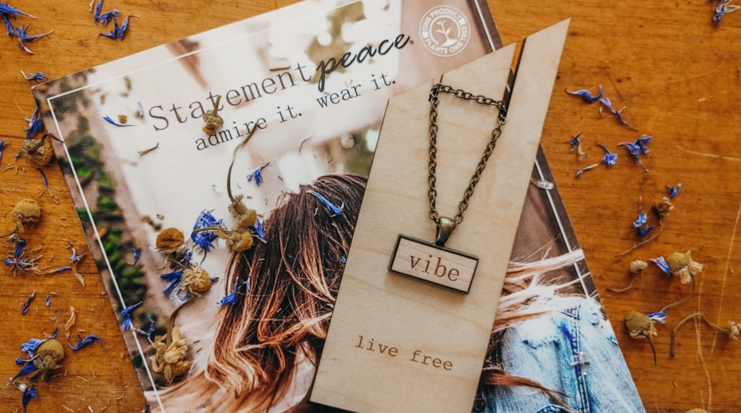 Wooden Pendant Necklace ~ Vibe