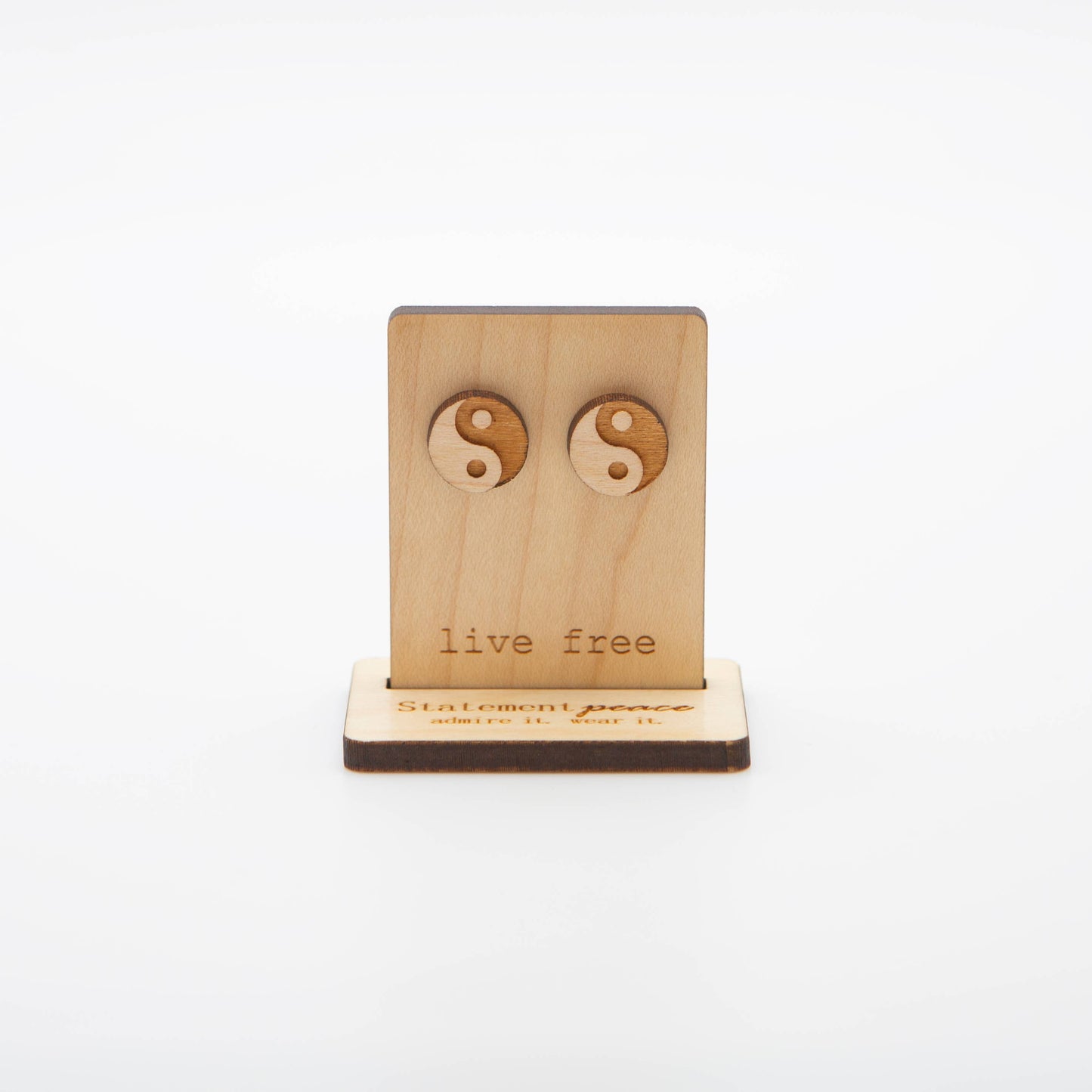 Wooden Stud Earrings ~ Ying Yang