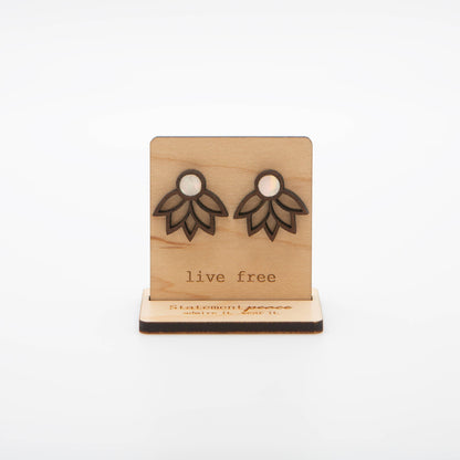 Wooden Stud Earrings ~ Lotus
