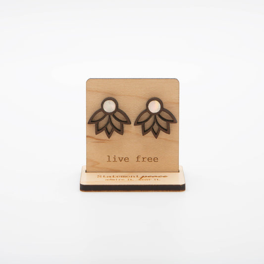 Wooden Stud Earrings ~ Lotus