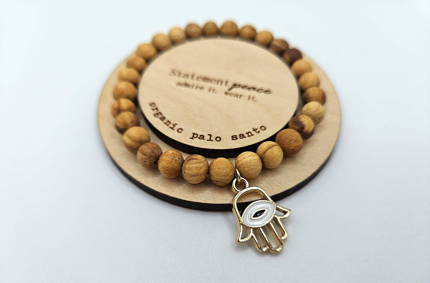 Palo Santo Beaded Bracelet ~ Hamsa