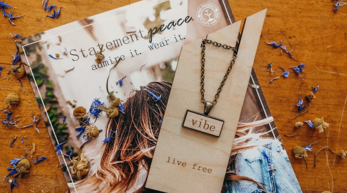 Wooden Pendant Necklace ~  Vibe